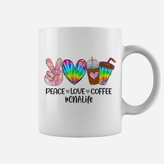 Peace Love Coffee Tie Dye CNA Life Nursing Funny Coffee Mug | Crazezy