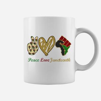 Peace Love Juneteenth Black Pride Freedom Independence Day Coffee Mug | Crazezy