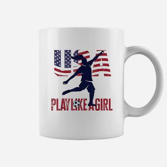 Play Like Girl Usa Flag Football Team Coffee Mug | Crazezy