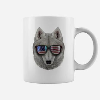 Polar Wolf In Flag Of Usa Theme Aviator Sunglass Sweatshirt Coffee Mug | Crazezy CA