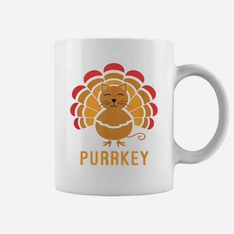 Purrkey Turkey Cat Pun Funny Thanksgiving Cat Lover Coffee Mug | Crazezy