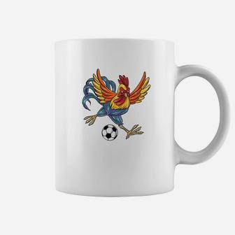 Retro Graphic Cute Art Chicken Playing Football Coffee Mug | Crazezy DE