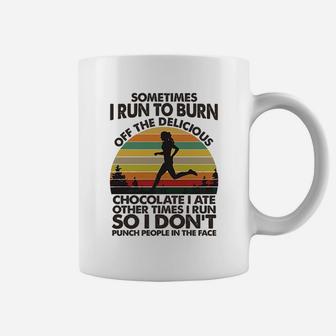 Running So I Dont Punch People In The Face Funny Coffee Mug | Crazezy