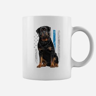 Thin Blue Line American Flag Rottweiler Police Dog Sweatshirt Coffee Mug | Crazezy