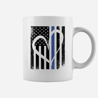 Thin Blue Line Family Heart Love Flag Sweatshirt Coffee Mug | Crazezy