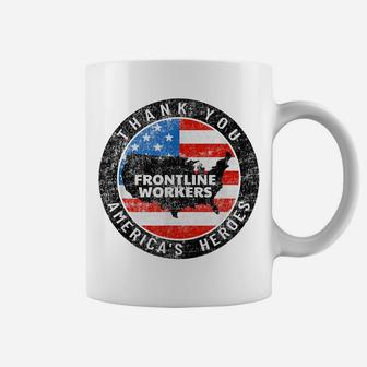 Vintage Thank You Frontline Workers America's Heroes Us Flag Coffee Mug | Crazezy UK