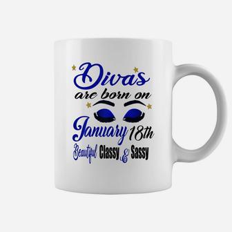 Womens Birthday Divas Are Born On January 18Th Capricorn Girl Coffee Mug | Crazezy