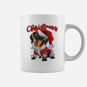 Xmas Lights Dachshund Dog Christmas Pajama Idea Coffee Mug | Crazezy