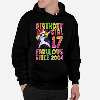17Th Birthday Girl Dabbing Unicorn 17 Years Old Party Gift Hoodie | Crazezy