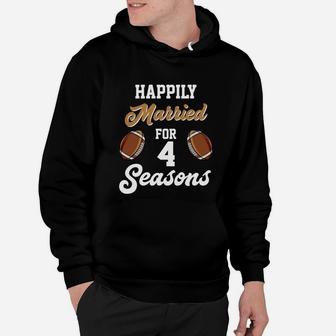 4th Anniversary For Football Lover Husband Wife Gift Hoodie | Crazezy UK