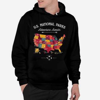 62 National Parks Map Gifts Us Park Vintage Camping Hiking Hoodie | Crazezy