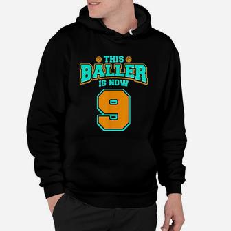 9th Birthday For Boys Basketball 9 Years Old Gift Hoodie | Crazezy CA