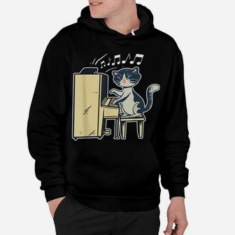 A Cute Cat Playing The Piano Funny Pianist Hoodie | Crazezy AU