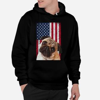 American Flag Pug Dog Lover Funny 4Th Of July Dog Sweatshirt Hoodie | Crazezy AU