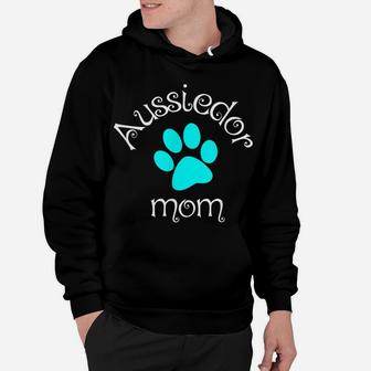 Aussiedor Mom Blue Dog Paw Gift Hoodie | Crazezy