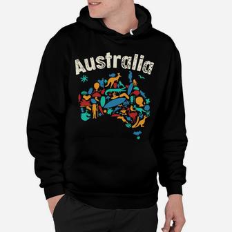 Australia Day Shirt Funny Australian Kids Animals Map Gift Sweatshirt Hoodie | Crazezy