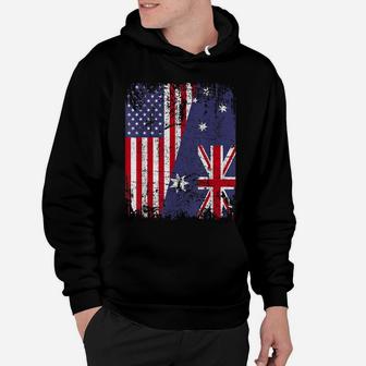 Australian Roots Tshirt | Half American Flag Australia Shirt Hoodie | Crazezy