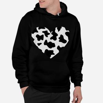 Awesome Cow Print Black & White Print Heart Hoodie | Crazezy