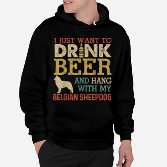 Belgian Sheepdog Dad Drink Beer Hang With Dog Funny Vintage Hoodie | Crazezy DE