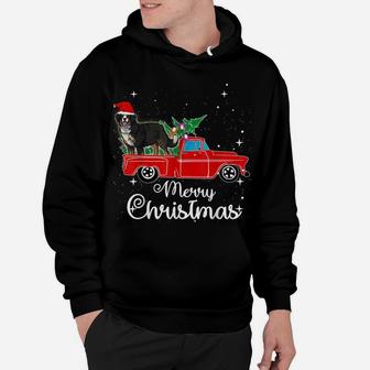 Bernese Mountain Dog Rides Red Truck Christmas Pajama Shirt Hoodie | Crazezy
