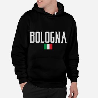 Bologna Italy Flag Vintage White Text Hoodie | Crazezy