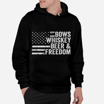Bows Whiskey Beer And Freedom - Funny Bow Hunting Archery Hoodie | Crazezy CA