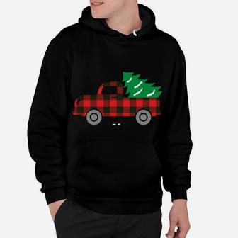 Buffalo Plaid Christmas Tree Red Truck Hoodie | Crazezy DE