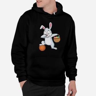 Bunny Rabbit Easter Eggs Dabbing Playing Basketball Hoodie | Crazezy