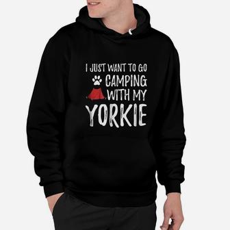 Camping Yorkie For Funny Dog Mom Or Dog Dad Camper Hoodie | Crazezy