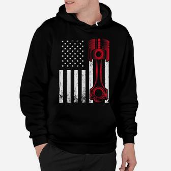 Car Enthusiast - American Flag Piston Muscle Car Gift Hoodie | Crazezy DE