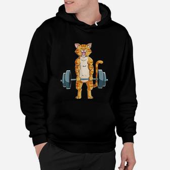 Cat Deadlift Powerlifting Gym Lifting Weights Hoodie | Crazezy