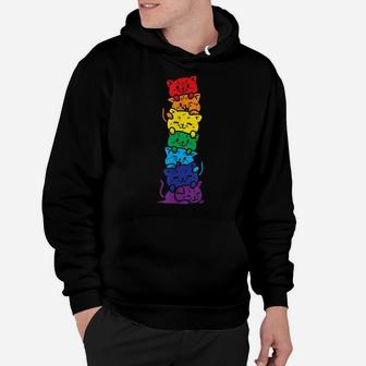 Cat Stack Rainbow Gay Pride Cute Lgbt Animal Pet Lover Gift Hoodie | Crazezy UK