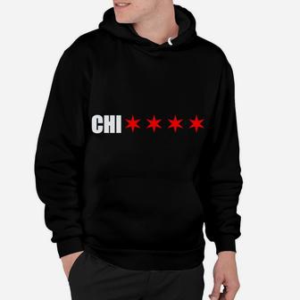 Chicago Chi With 4 Red 6 Corner Stars Of The Chicago Flag Sweatshirt Hoodie | Crazezy