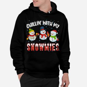 Chillin' With My Snowmies Christmas Snowman Santa Hat Sweatshirt Hoodie | Crazezy