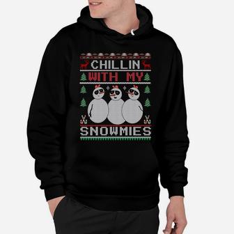 Chillin With My Snowmies Ugly Christmas Sweater Snowman Sweatshirt Hoodie | Crazezy DE