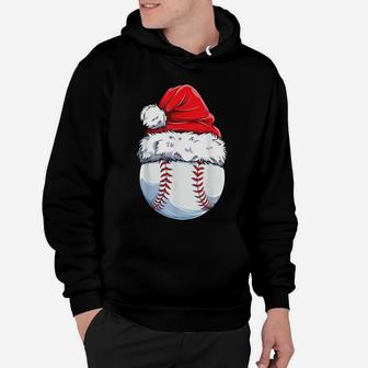 Christmas Baseball Ball Santa Hat Funny Sport Xmas Boys Men Hoodie | Crazezy