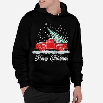 Christmas Classic Old Red Truck Classic XMAS Tree Raglan Baseball Tee Hoodie | Crazezy