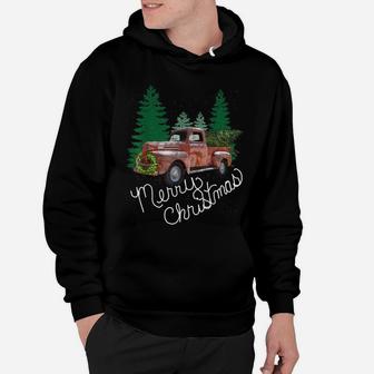 Christmas Gift Red Truck & Xmas Tree Vintage Merry Christmas Hoodie | Crazezy