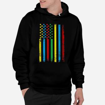 Colorful USA Flag Puzzle Pieces World Autism Awareness Tee Hoodie | Crazezy CA