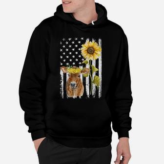 Cow Usa Flag Sunflower Cow Hoodie | Crazezy DE