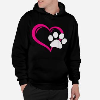 Cute I Love My Dog Puppy Cat Paw Heart Hoodie | Crazezy