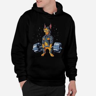 Doberman Weightlifting Funny Deadlift Men Fitness Gym Gifts Hoodie | Crazezy