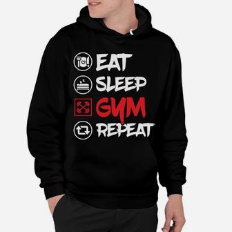 Eat Sleep Gym Repeat Daily Fitness Schedule Hoodie | Crazezy