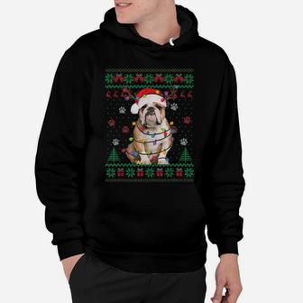 English Bulldog Christmas Lights Santa Dog Lover Ugly Sweate Hoodie | Crazezy UK