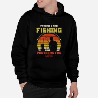 Father Son Fishing Partners For Life Retro Matching Dad Hoodie | Crazezy