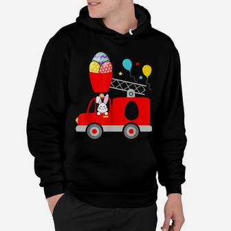 Fire Truck Easter Egg Cute Bunny Firefighter Toddler Kids Hoodie | Crazezy AU