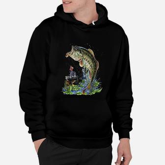 Fishing Graphic Large Mouth Bass Fish Gift Hoodie | Crazezy