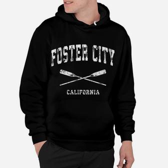 Foster City California Vintage Nautical Crossed Oars Hoodie | Crazezy