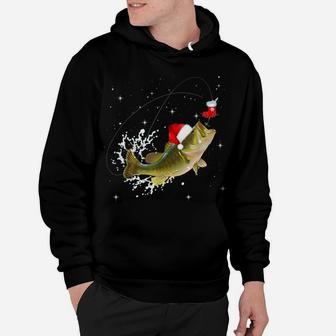 Funny Bass Fishing Santa Hat Christmas Pajama Fishermen Gift Hoodie | Crazezy