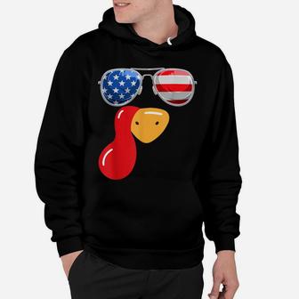 Funny Cute Turkey Face Thanksgiving American Flag Sunglasses Hoodie | Crazezy
